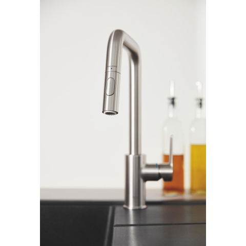 Grohe Start QuickFix Keukenkraan - met uittrekbare handdouche - met dual spray - voorsprong 22.1cm - Supersteel (RVS) SW1028251