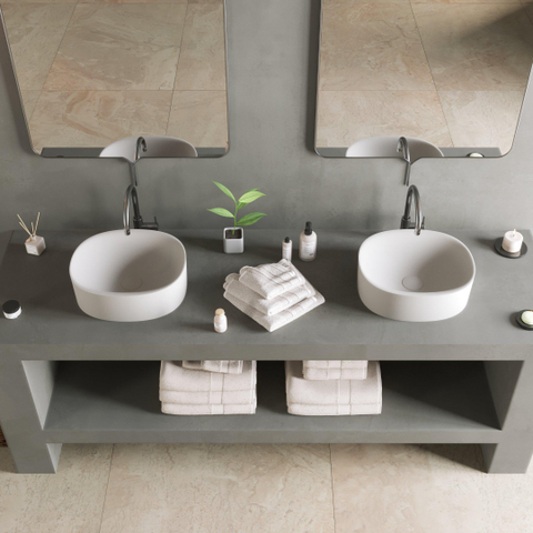 Ideavit Solidcliff-40 Vasque à poser Ovale 40x35x12,5cm Solid Surface Blanc mat SW303627