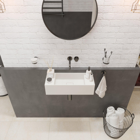 Ideavit SolidBliss Wastafel 55x22x15cm 0 kraangaten Solid surface mat wit SW420095