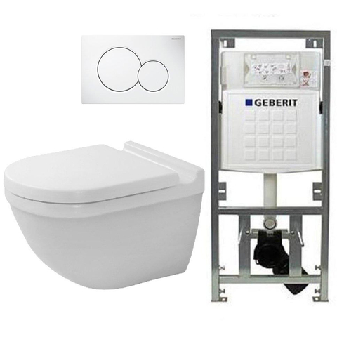 Duravit Starck 3 set de toilette avec réservoir encastrable Geberit abattant softclose et plaque de commande Sigma01 blanc SW93488
