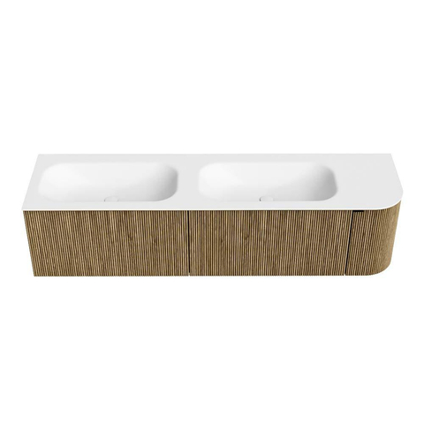 Mondiaz KURVE Badkamermeubelset - 175x46x40cm - 2 lade - 1 deur - wastafel solid surface - dubbel / links - zonder kraangat - Dusk SW1414730
