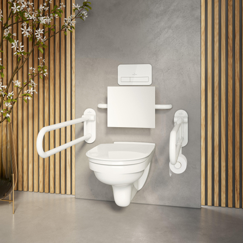 Villeroy & Boch Vicare O.novo Vita closetzitting - met deksel - met softclose - met greeprand - met quick release - White Alpine (glans wit) 1025073