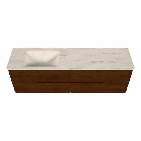 Mondiaz CIRO-DLUX Meuble de salle de bains - 170x45x50cm - Plan-vasque solid surface Meli - 1 vasque à gauche - 1 trou de robinet - 4 tiroirs - Ruby SW1531808
