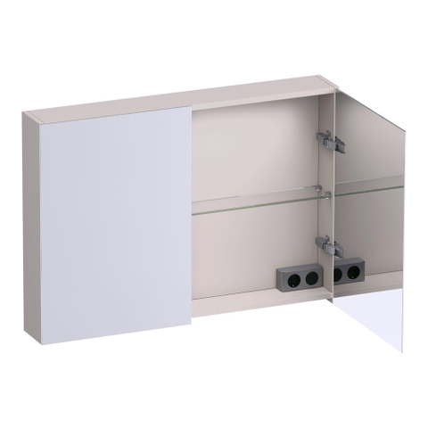 BRAUER Impress Deluxe armoire de toilette - 100x70x15cm - éclairage interne et externe - 2 portes de miroir double face - sable mat SW1198938