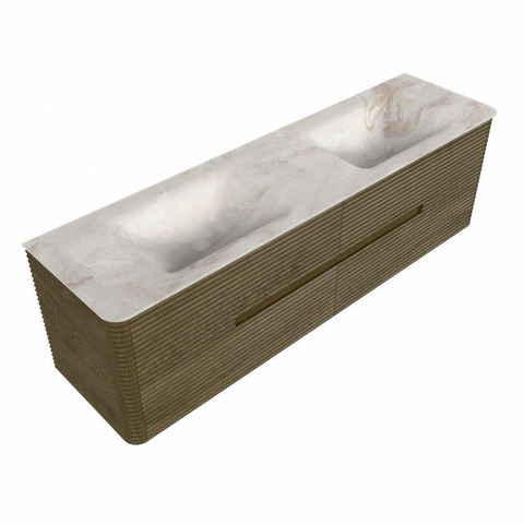 Mondiaz CIRO-DLUX Ensemble de meubles de salle de bains - 170x45x50cm - Lavabo solid surface Frappe - 2 vasques double - 2 trous de robinet - 4 tiroirs - Dusk SW1532876