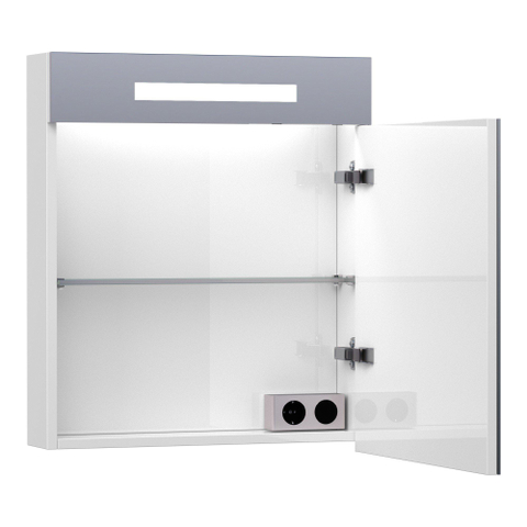 Saniclass 2.0 Spiegelkast - 60x70x15cm - verlichting geintegreerd - 1 rechtsdraaiende spiegeldeur - MDF - hoogglans wit SW6562