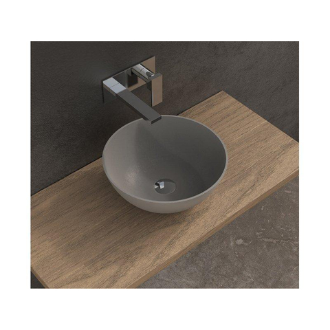 Ideavit Solidthin opbouw wastafel 39x39x14.5cm rond 0 kraangaten 1 wasbak Solid surface lichtgrijs OUTLETSTORE STORE26938