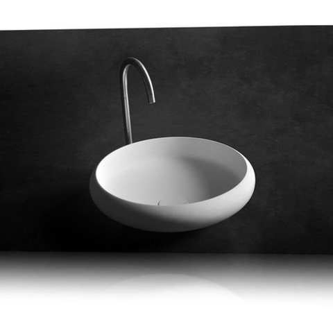 Ideavit Solidego Lavabo à poser 40x40x11.2cm rond sans trou pour robinetterie 1 vasque Solid surface blanc SW85901