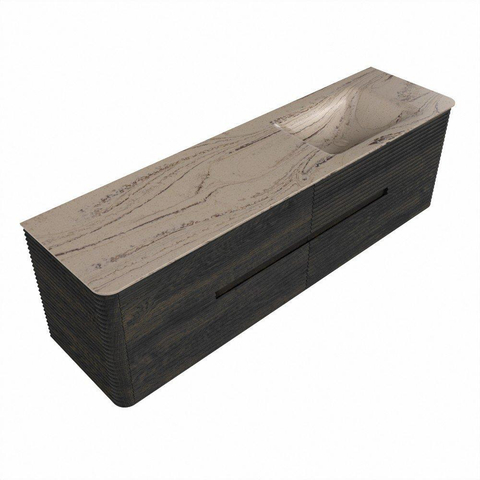 Mondiaz CIRO-DLUX Meuble de salle de bains - 170x45x50cm - Plan vasque Solid surface Arena - 1 vasque à droite - sans trous de robinet - 4 tiroirs - Shadow SW1532392