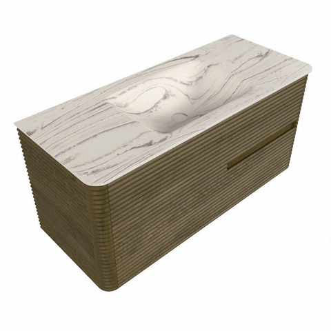 Mondiaz CIRO-DLUX Ensemble meuble de salle de bains - 110x45x50cm - Plan vasque solid surface Nata - 1 vasque au milieu - sans trous de robinet - 2 tiroirs - Dusk SW1533207
