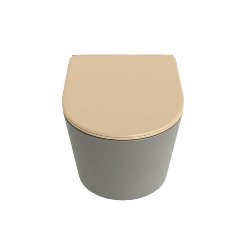 Mondiaz LAVIE hangtoilet – spoelrandloos – 36 x 53 cm – met softclose zitting – Smoke (lichtbruin), zitting Sand (beige) SW1208777