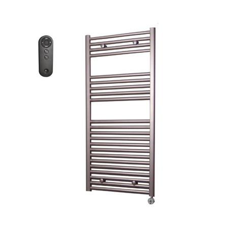 Sanicare HVS Radiateur électrique - 111,8x45cm - 596W - avec télécommande - thermostat - chrome - en bas à droite - aspect inox (argent) SW1210774