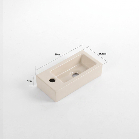 QeramiQ Dely Lavabo pour WC - 38x18.5x9cm - ceramique - trou de robinet a gauche - lin SW1449877