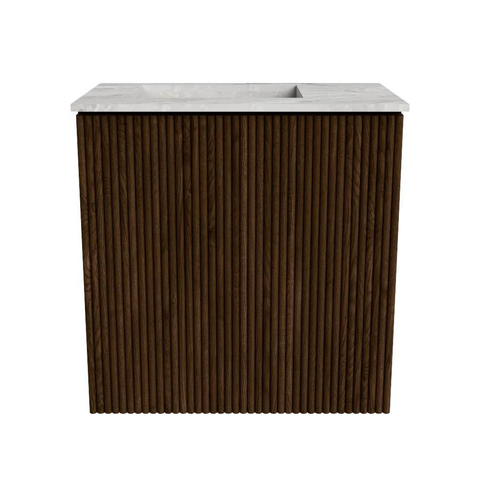 Mondiaz JOYA-DLUX 40cm toiletmeubel - kleur Walnut - Wastafel FAYE positie Links Zonder kraangat kleur Glace. SW1422336