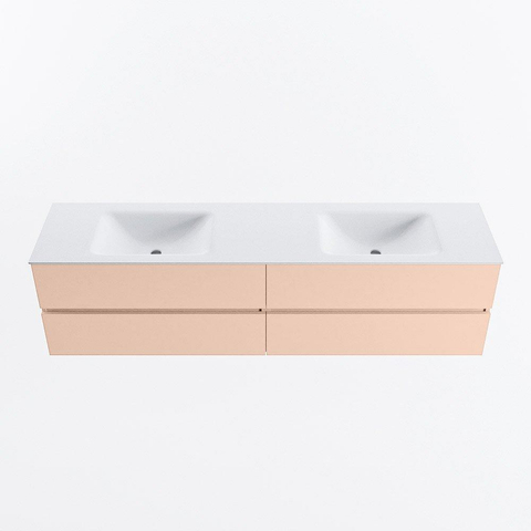 MONDIAZ Vica Ensemble meuble de salle de bains - 190cm - meuble bas rosee - 4 tiroirs - lavabo cloud double - 2 trous de robinet - version haute 60cm - talc SW1083354