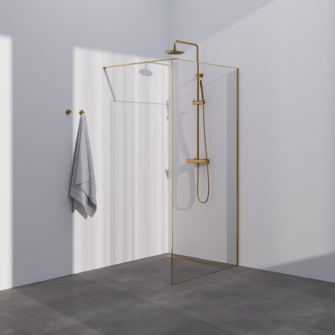 Brauer Season Douche à l'italienne - 90x200cm - verre clair avec cadre - Doré SW1039030