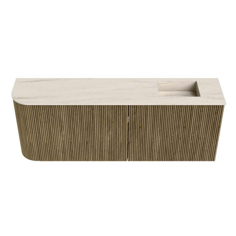 Mondiaz JOYA-DLUX Meuble de salle de bains - 111.6cm - arrondi gauche couleur Dusk - Vasque FAYE position Droite 1 trou de robinet couleur Meli. SW1425872