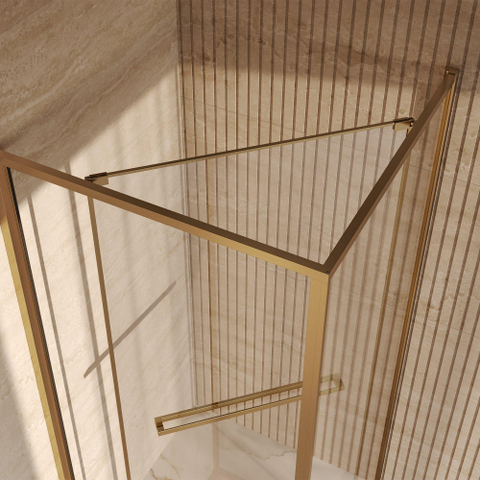 BRAUER Luminis Cabine de douche - 90x90x200 - 2 pièces pivotant vers l’intérieur - verre clair - réversible - incl. revêtement en verre - or brossé PVD SW1580990