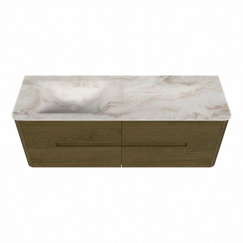 Mondiaz CIRO-DLUX Ensemble de meubles de salle de bains - 140x45x50cm - lavabo Solid surface Frappe - 1 vasque à gauche - sans trous de robinet - 4 tiroirs - Dusk SW1532830