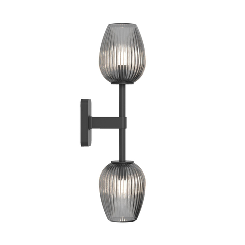 Astro Tacoma Twin Wandlamp/Plafondlamp - 230V - IP44 - ovaal - geribbeld - smoke glas - mat zwart SW1569683