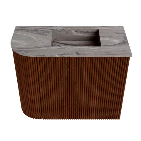 Mondiaz JOYA-DLUX 51.6cm toiletmeubel - ronding links kleur Ruby - Wastafel FAYE positie Rechts Zonder kraangat kleur Sombra. SW1425685