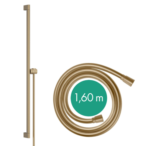 Hansgrohe Unica Glijstang S Puro - 90 cm - met easy slide schuifstuk en isiflex - doucheslang - 160 cm - geborsteld brons SW918155