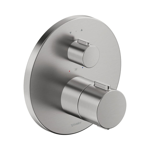 Duravit Thermostatarmaturen Afbouwdeel - inbouw bad/douchekraan - thermostatisch - 2 uitgangen -Ø17cm - geborsteld RVS SW962490