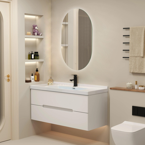 Saniclass Shine miroir – ovale – 70 x 120 cm – LED indirecte tout autour – température de couleur réglable, à intensité variable – Verre SW1152321