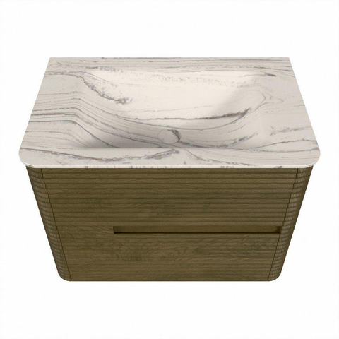 Mondiaz CIRO-DLUX Badkamermeubelset - 70x45x50cm - Solid surface wastafel Nata - 1 wasbak Midden - zonder kraangaten - 2 lades - Dusk SW1533194
