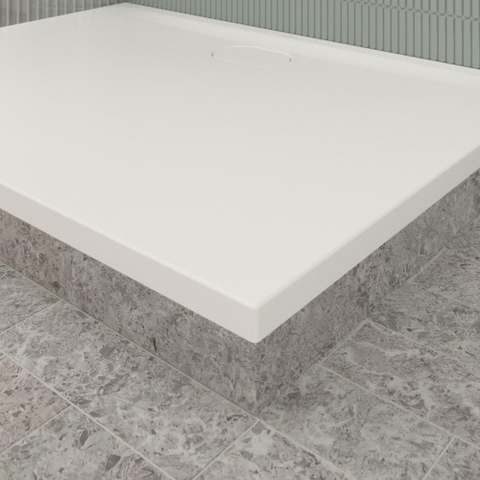 Villeroy & Boch Ecora douchebak - 120x90x3.5cm - afvoer lange zijde - stone white (wit) SW1558872