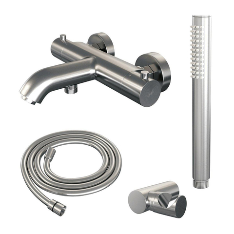Brauer Brushed Edition Mitigeur thermostatique de bain apparent avec ensemble de douchette nickel brossé PVD SW504132
