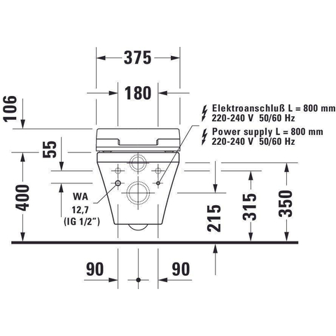 Duravit Durastyle Wandcloset - 62cm - rimless - voor sensowash - wit SW54204
