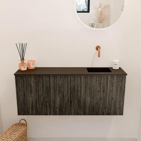 Mondiaz JOYA 100cm meuble de salle de bains - couleur Shadow - Vasque FAYE position Droite Sans trou de robinet couleur Urban. SW1421524