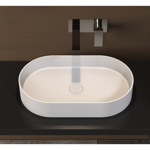Ideavit Solidthin Lavabo à poser 60x35x12.5cm ovale sans trou pour robinetterie 1 vasque Solid surface blanc SW85905