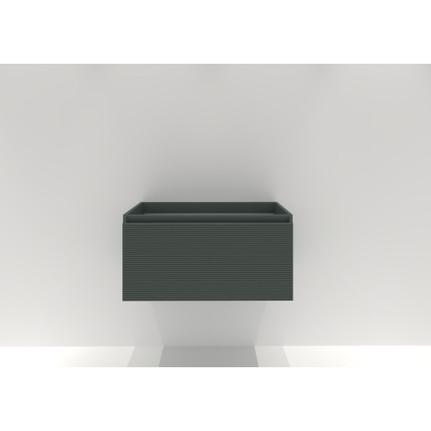 H&R Badmeubelen Matrix Wastafelonderkast - 80x44.8x40cm - 3D-front - 1 lade - greeploos met greeplijst - petrol mat SW757131