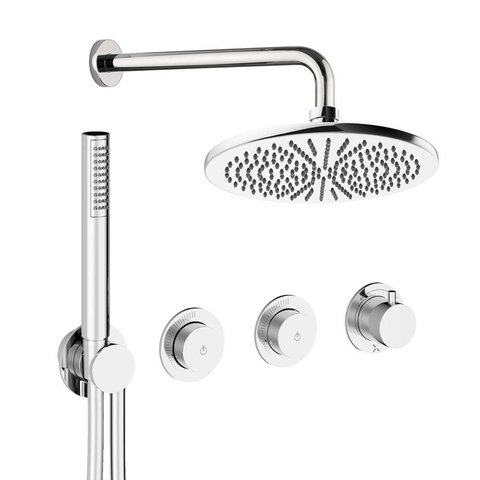 Crosswater MPRO Module inbouw regendoucheset – Ø30 cm hoofddouche – 30 cm gebogen wandarm – 3 hendels – chroom SW1472447