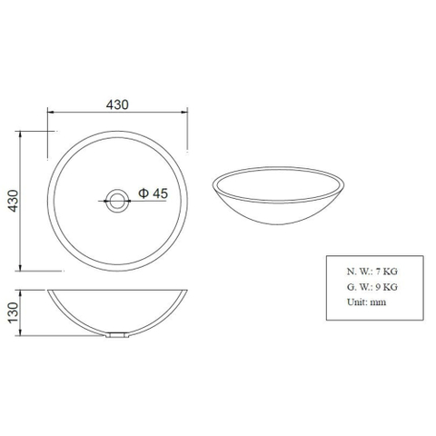 Wiesbaden Valerie Waskom rond - 43x13cm - solid surface - mat wit SW102824