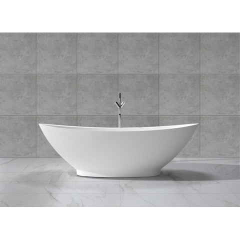 Wiesbaden Jasmijn Solid Surface vrijstaand bad 186.5x84x59.5 cm mat wit SW102831