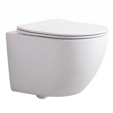QeramiQ Dely Swirl Ensemble WC Compact - réservoir encastré QeramiQ flush - abattant fin - plaque de commande en marbre blanche - boutons ronds - blanc mat SW1590799