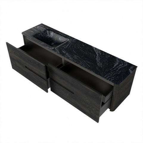 Mondiaz CIRO-DLUX Badkamermeubelset - 180x45x50cm - Solid surface wastafel Lava - 1 wasbak Links - 1 kraangat - 4 lades - Shadow SW1532526