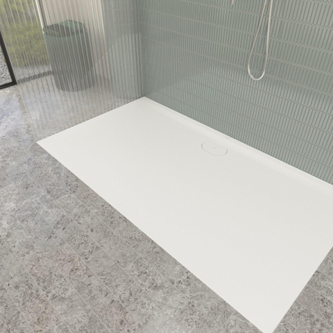 Villeroy & Boch Ecora douchebak - 180x100x3.5cm - afvoer lange zijde - stone white (wit) SW1558994