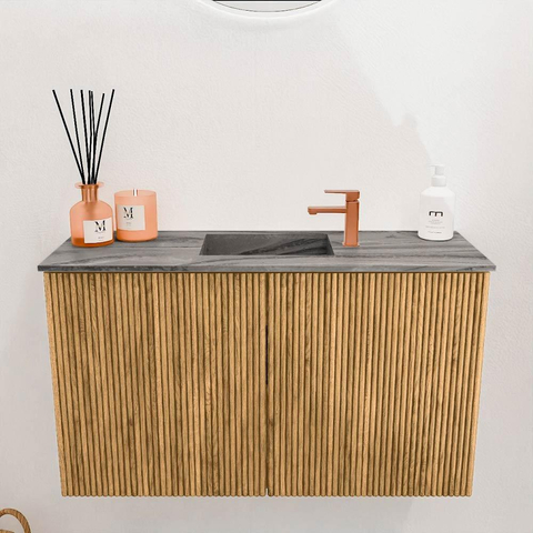 Mondiaz JOYA-DLUX 70cm toiletmeubel - kleur Oak - Wastafel FAYE positie Midden 1 kraangat kleur Sombra. SW1424257