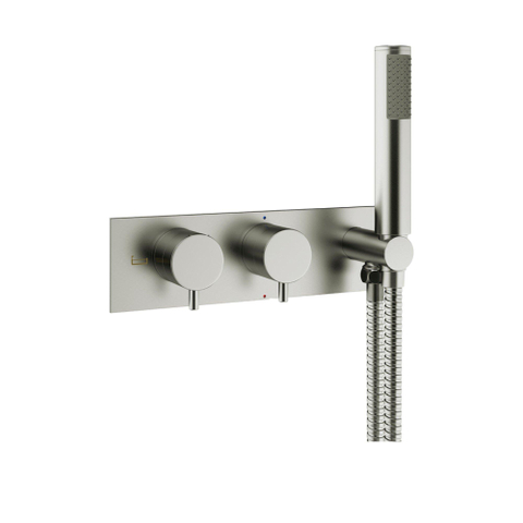 Crosswater MPRO Inbouw - thermostatisch bad/douchekraan horizontaal - met handdouche set - geborsteld RVS SW104189
