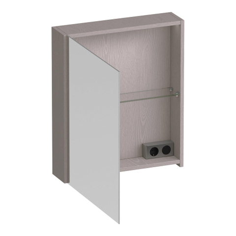 BRAUER Impress Deluxe armoire de toilette avec miroir - 60x70x15cm - éclairage interne et externe - 1 porte de miroir double face ouvrant vers la gauche Timber Greige SW1198981