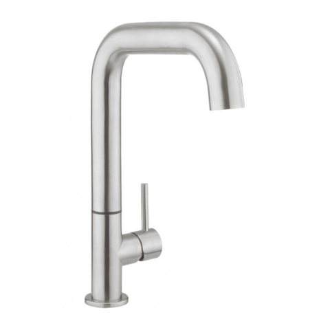 Crosswater Tube mitigeur de cuisine monocommande avec bec plat orientable inox brossé SW104475