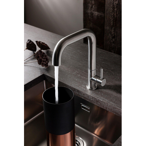 Crosswater Tube mitigeur de cuisine monocommande avec bec plat orientable inox brossé SW104475