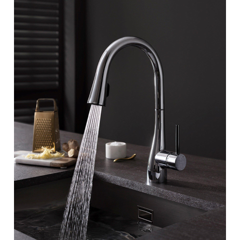 Crosswater Cook Keukenkraan enkele bediening - met flexibele uitloop - met handdouche - met verdekte bediening - hoogglans chroom SW104488
