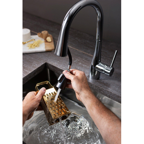 Crosswater Cook Keukenkraan enkele bediening - met flexibele uitloop - met handdouche - met verdekte bediening - hoogglans chroom SW104488