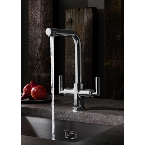 Crosswater Tropic Tweegreeps keukenkraan - met draaibare uitloop - hoogglans chroom SW104507