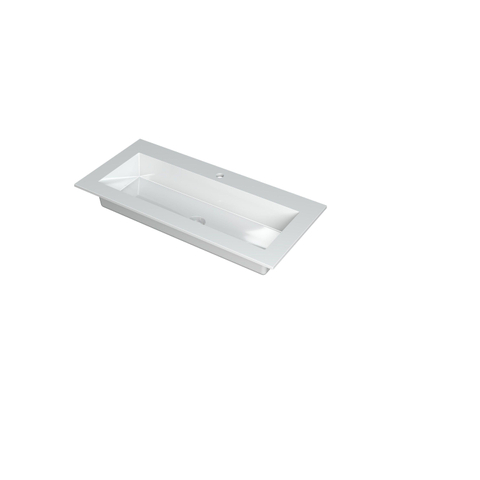 Ink Kraft lavabo - 100x45x1cm - 1 trou de robinet - polystone - blanc brillant SW439534
